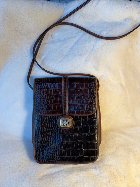 Brighton Handbags - Brighton Classic Croc-Embossed Brown Leather Crossbody Bag